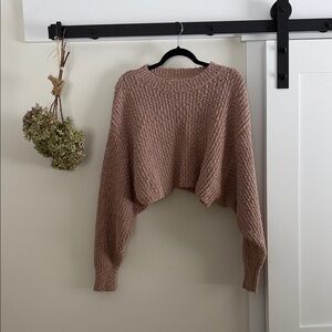 Cozy Knit Cropped Sweater - Brown